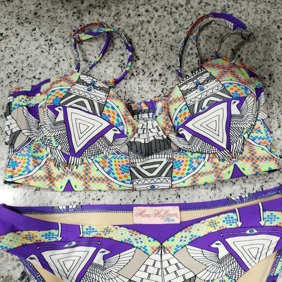 Mara Hoffman Aztec Phoenix purple‎ bikini size small - Picture 3 of 9